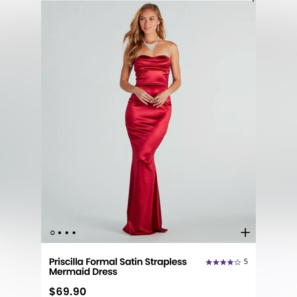 NWT Formal Red Satin Strapless Mermaid Dress